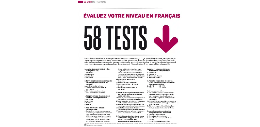 Gratuit : 58 tests de français à télécharger